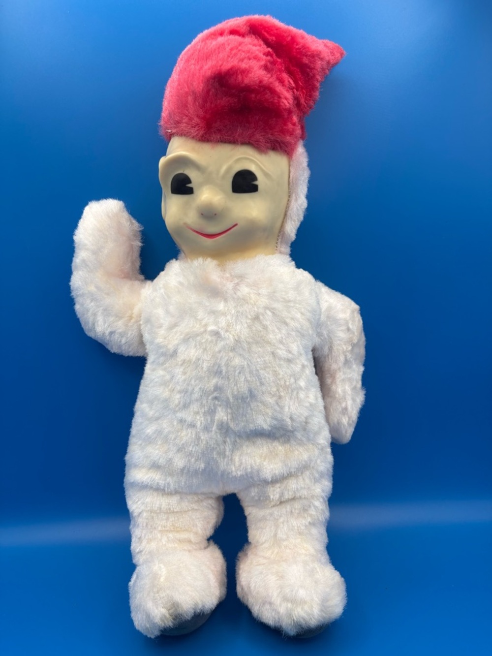 Mid Century Rubber Face Elf Plush 18” Wind Up Musical Pixie Doll Kitsch